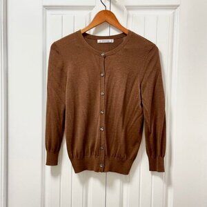 Vintage Jessica Wool Blend Maple Leaf Button Cardigan Brown – M